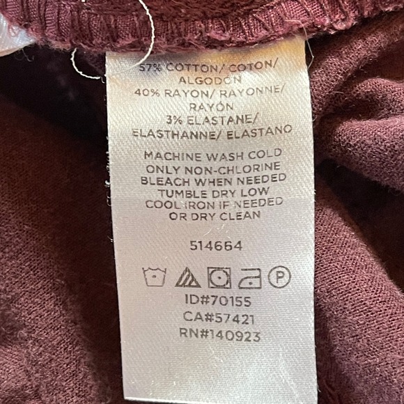 Made and Loved Loft Purple Burgundy Soft Brushed Cotton Pants Jeans Size 14 - Picture 8 of 8